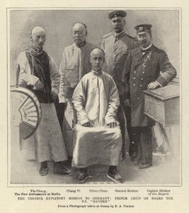 Kiinan sovitusoperaatio Saksaan, prinssi Chun S S "Bayern" -aluksella (litho) tekijältä German School