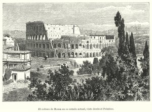 Colosseum, Rooma, nähtynä Palatinuksen kukkulalta (litho) tekijältä German School