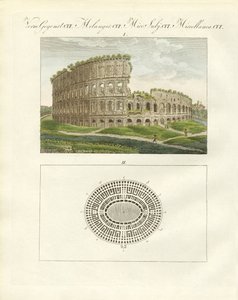 Colosseum tai keisari Flavius Vespasianuksen amfiteatteri (värillinen kaiverrus) tekijältä German School