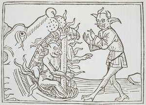 Devil Belial ennen helvetin portteja, Das Buch Belial, julkaistu Augsburgissa, 1473 tekijältä German School