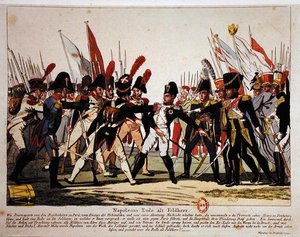 Napoleonin loppu (1769-1821) kenraalina vuonna 1815 (väri litho) tekijältä German School