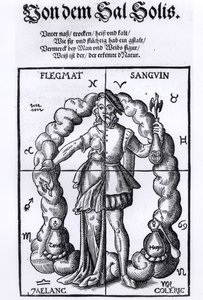 Neljä huumoria, Leonhart Thurneisser zun Thurnin (1531-956) Quinta Essentiasta, julkaistu Leipzigissä, 1574 tekijältä German School