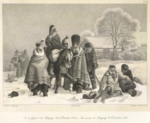 Retreat from Moscow, 3. joulukuuta 1812, kuva julkaisusta "Leaves from my portfolio, in the course" tekijältä German School
