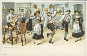Schuhplattler Dance (väri litho) tekijältä German School