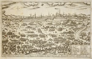 Wienin piiritys vuonna 1529, Paul Furstin (n. 1605–1666) kaiverrettu kuva kirjasta ottomaanien sotatoimista Euroopassa tekijältä German School