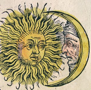 The Sun and Moon, julkaistu Nürnberg Chroniclessa, 1493 tekijältä German School