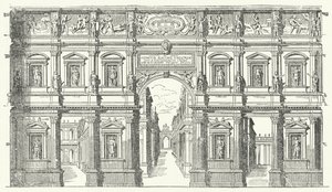 Teatro Olimpico ("Olympiateatteri") Vicenzassa, Pohjois-Italiassa (kaiverrus) tekijältä German School