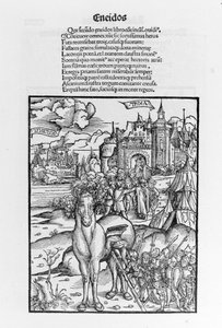 Troijan hevonen. Aeneid. Ksylografia Sebastian Brant. Strasbourg tekijältä German School