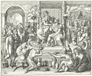 Visigoottien kuninkaan Ataulfin ja Rooman keisarin Theodosius I:n tyttären Galla Placidian avioliitto, 414 (kaiverrus) tekijältä German School