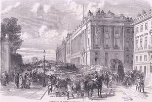 Katubarrikadeja Pariisissa, Cassells, Ranskan ja Saksan välisen sodan historia, julkaisija Cassell and Company Limited, n. 1890 (litho) tekijältä German School