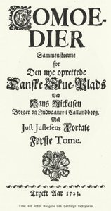 Tanskalais-norjalaisen näytelmäkirjailijan, filosofin ja historioitsija Ludvig Holbergin Komediat nimisivu tekijältä German School