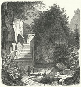 Roomalaisen runoilijan Vergiliusin hauta, Posillipo, Napoli (kaiverrus) tekijältä German School