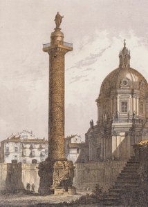 Trajanuksen pylväs, Rooma (värilitografia) tekijältä German School