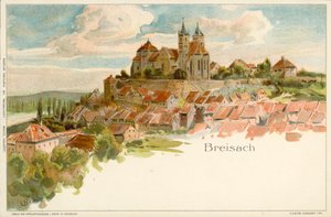 Näkymä Breisachin kaupunkiin Saksassa (chromolitho) tekijältä German School