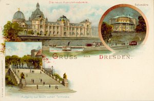 Näkymät Dresdenistä, Saksasta (chromolitho) tekijältä German School