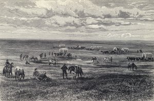Vaunujuna Etelä-Dakotan preerialla, USA (litho) tekijältä German School