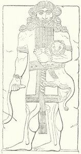 Gilgamesh-seinien kohokuvio Dur-Sharrukinin raunioista, assyrialaisten pääkaupunki kuningas Sargon II:n aikaan (kaiverrus) tekijältä German School