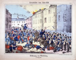 Sota 1870: Wissembourgin valtaus (Weissenburgin taistelu) Preussin armeijan ja ranskalaisten sotilaiden välillä 4. elokuuta tekijältä German School