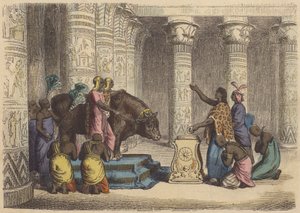 Apis-härän palvonta muinaisessa Egyptissä (värillinen kaiverrus) tekijältä German School