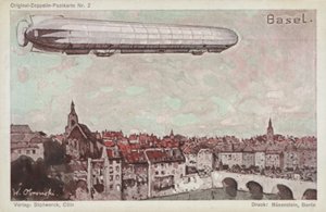 Zeppelin lentää Baselin yli tekijältä German School