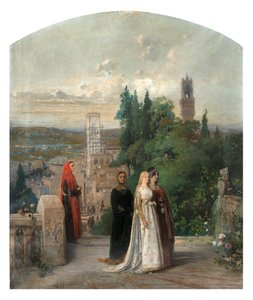 Dante ja Beatrice. tekijältä Gerolamo Induno
