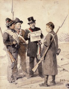 Five Days of Milan, Gerolamo Induno (1827-1890), akvarelli tekijältä Gerolamo Induno
