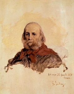 Italian Unite: muotokuva Giuseppe Garibaldista (1807-1882), italialainen patriootti. Gerolamo (Girolamo) Induno (1825-1890) teos tekijältä Gerolamo Induno