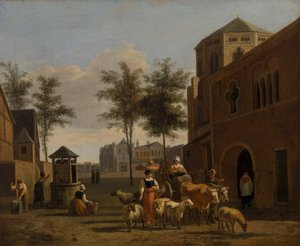 Näkymä Kölniin Saint Gereonin ja Saint Pantaleonin kirkoilla vuodelta 1670 tekijältä Gerrit Adriaensz Berckheyde
