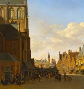 Kalamarkkinat ja hän Grote Kerk Haarlemissa, n. 1675-1680