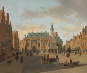 Grote Markt ja kaupungintalo, Haarlem, idästä katsottuna