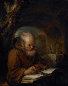 Erakko rukoilee, 1670 tekijältä Gerrit Dou