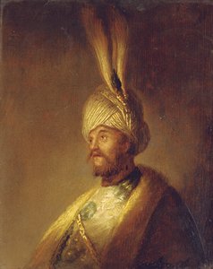 Miehen muotokuva, rintakuva, turbaanissa höyhenellä tekijältä Gerrit Dou