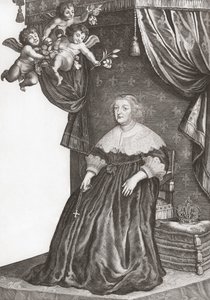 Marie de Medici, Ranskan kuningatar. Muotokuva (printti) tekijältä Gerrit van (after) Honthorst