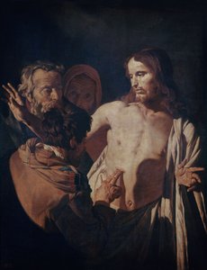 Saint Thomasin uskomattomuus, n. 1620 (öljy kankaalle) tekijältä Gerrit van Honthorst