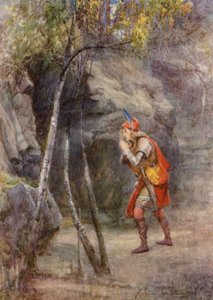 William Shakespearen näytelmä: Cymbeline (värilitografia). tekijältä Gertrude E. Demain (after) Hammond