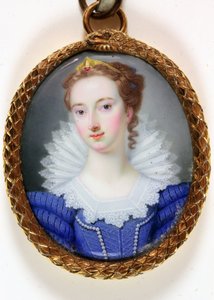 Nainen nimeltä Elizabeth Robinson Mrs Montagu (emali) tekijältä Gervase (attr.to) Spencer