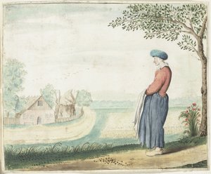 Talonpoikanainen maisemassa tekijältä Gesina ter Borch (signed by artist)