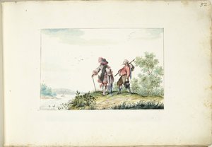 Herra ja vaeltaja maisemassa tekijältä Gesina ter Borch (signed by artist)