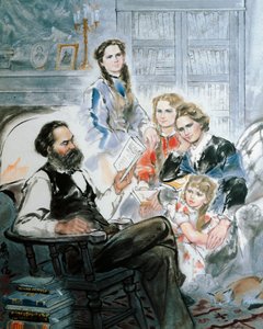 Karl Marx ja hänen perheensä (akvarelli) tekijältä Ghan Zen Mon