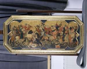 Taistelukohtaus itäisten ritarien kanssa, n. 1425 (tempera poppelilla)