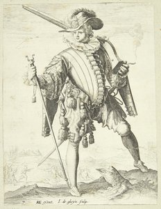 Sotilas leukahihnalla (arquebus)