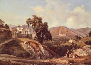 Campanian alueen maisema, kirjoittanut Giacinto Gigante (1806-1876), Italia