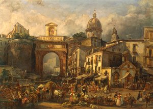 Italia, Napoli, tori Porta Capuanassa, kirjoittanut Giacinto Gigante