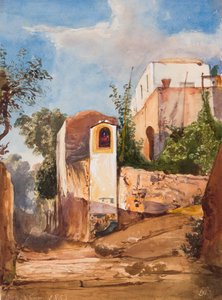 Tienvarsipyhäkkö, johon ruhtinas Luigi Maria di Borbone (1838-1886) on tehnyt lisäyksiä, 13. kesäkuuta 1853 (lyijykynä, wc ja guassi paperille). tekijältä Giacinto Gigante