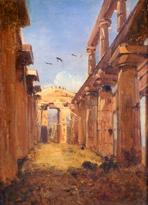 Paestumin basilika 1845-1848 (öljy kankaalle) tekijältä Giacinto Gigante