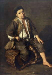 Errand boy istuu korissa, n.1735 (öljy kankaalle) tekijältä Giacomo Ceruti