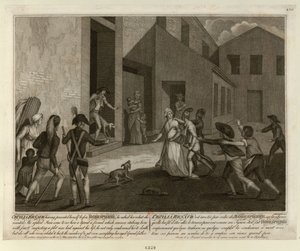 Cécile Renaultin pidätys 22. toukokuuta 1794 Robespierren asunnossa, n. 1798. tekijältä Giacomo Aliprandi
