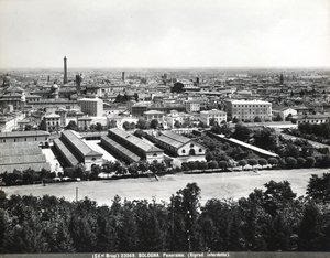 Panoraamanäkymä Bolognaan joidenkin tehtaiden kanssa. tekijältä Giacomo Brogi