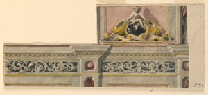 Piirustus, maalattua ovea koskeva hanke, 1850-75