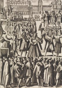 Charlataanien joka päivä tarjoama viihde Piazza di S. Marco al Populolla..., n. 1610. tekijältä Giacomo Franco